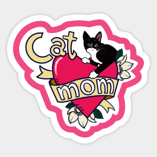 Tuxedo Cat Mom Tattoo Sticker